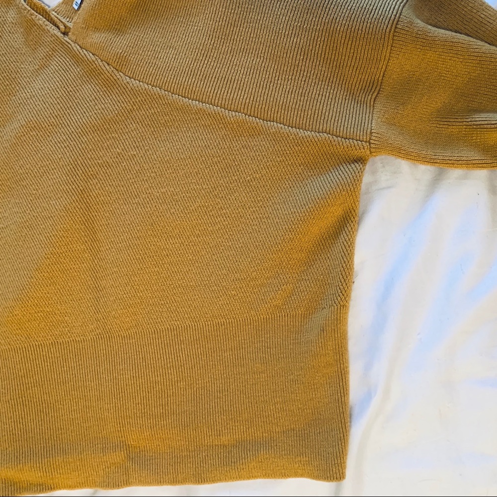 Mango Yellow V Neck Asymmetrical Sweater - Picture 7 of 7